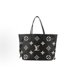 LOUIS VUITTON NEVERFULL MM Granular embossed medium size black with light camel color